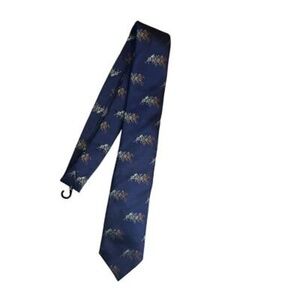 Ben Silver Men's Vintage Silk Tie Blue Animal Print Equestrian Theme Rare Find